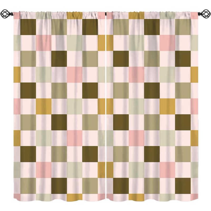 Colorful Plaid Curtain Set - Insulated Window Treatments for Living Room & Bedroom