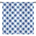 Plaid Curtain Set - Dark Blue & White Checkered Insulated Window Drapes, 2 Panels, 42 x 54 Inches
