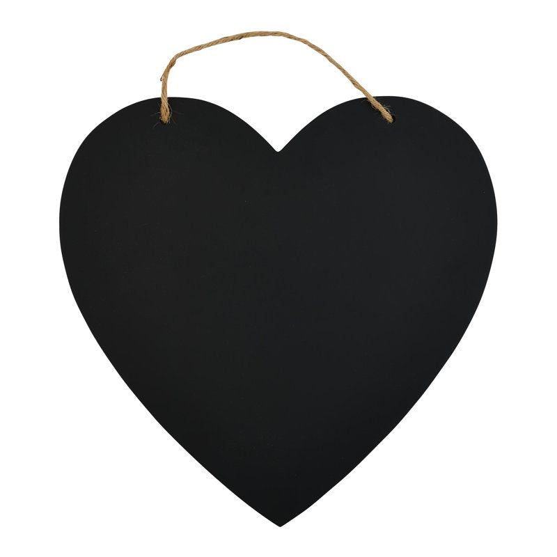 Heart Shaped Chalkboard Plaque with Hanging Cord - 12 x 12 Inches, Versatile Decor & Craft Board