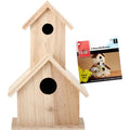 Unfinished Wood Birdhouse Surface - 2-Story Decorative Bird Feeder - 5.5 x 9 in