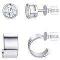 Simulated Diamond Earrings Set in Recycled Sterling Silver - Women's Jewelry