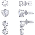 Women's Simulated Diamond Stud Earring Set in Recycled Sterling Silver