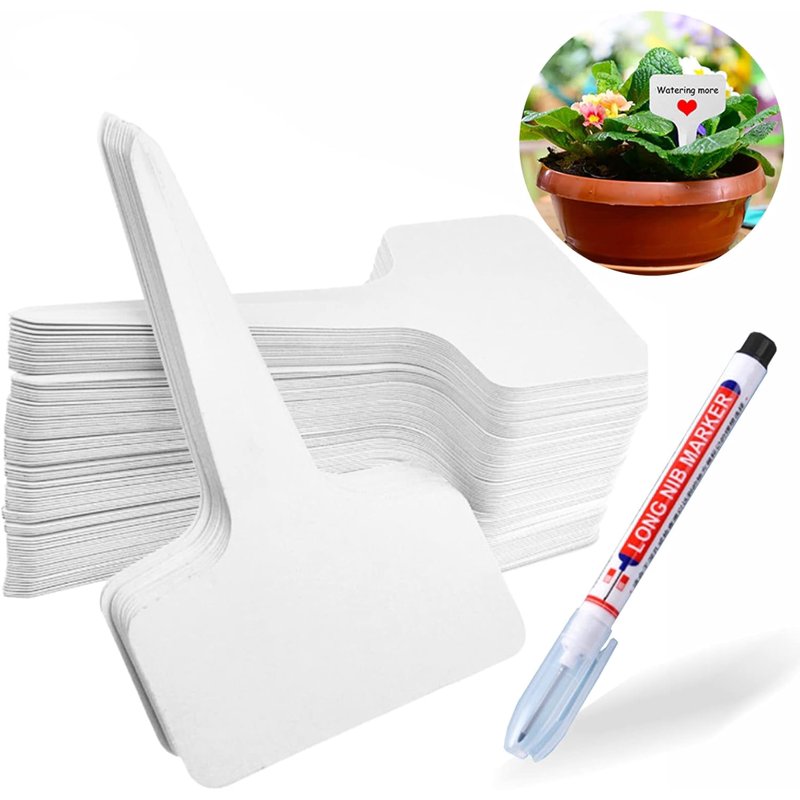 100 Pcs Waterproof Plant Labels Garden Markers with Pen - Outdoor & Reusable