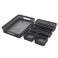 Plastic Weave Storage Bins Set of 5 for Office Organization - Black