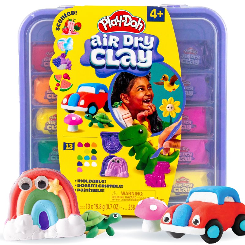 Play-Doh Air Dry Clay Set with Scented & Unscented Colors, 13-piece Creativity Kit