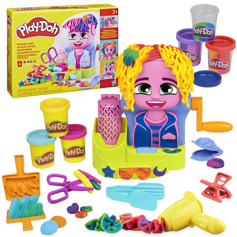 Play-Doh Hair Styling Salon Playset with 6 Cans for Kids Ages 3+