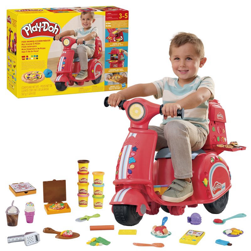 Play-Doh Pizza Delivery Scooter Playset for Kids Ages 3-5 with Modeling Compound