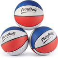 Mini Basketball Set 3 Pack - 7 Inch Youth Rubber Basketballs with Hand Pump for Indoor & Outdoor Play