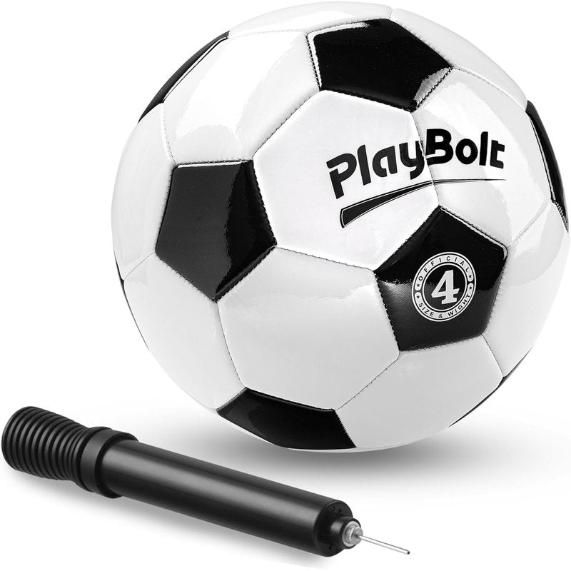 Size 4 PlayBolt Soccer Ball with Hand Pump - Training & Outdoor Play (1 Pack) - Variation 4