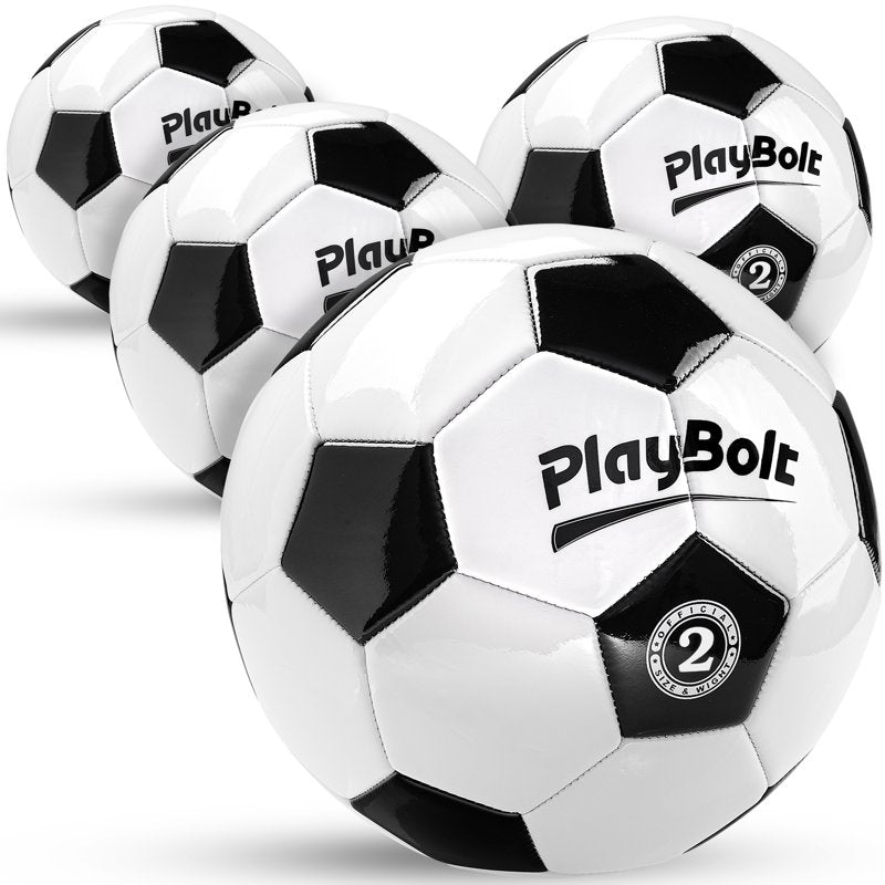 PlayBolt Youth Soccer Ball Size 2 – 4 Pack with Pump for Indoor & Outdoor Play