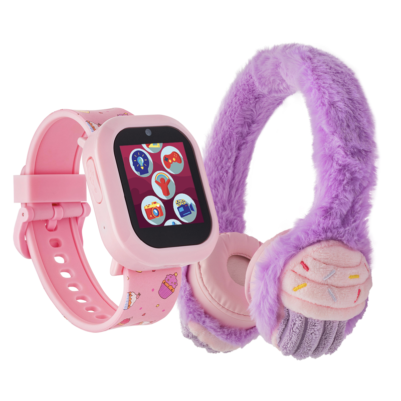 Kids Bluetooth Headphone Set with Pink Cupcake Design and Wireless Audio