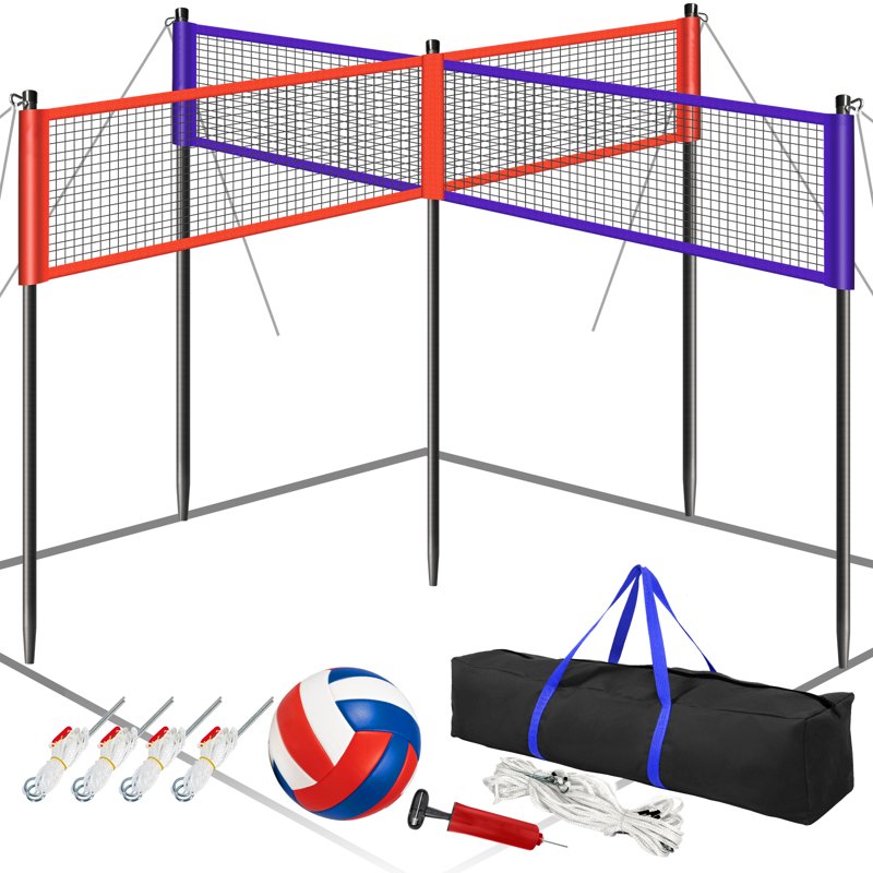 4-Way Volleyball Net Set - Adjustable Height for Backyard & Beach Games