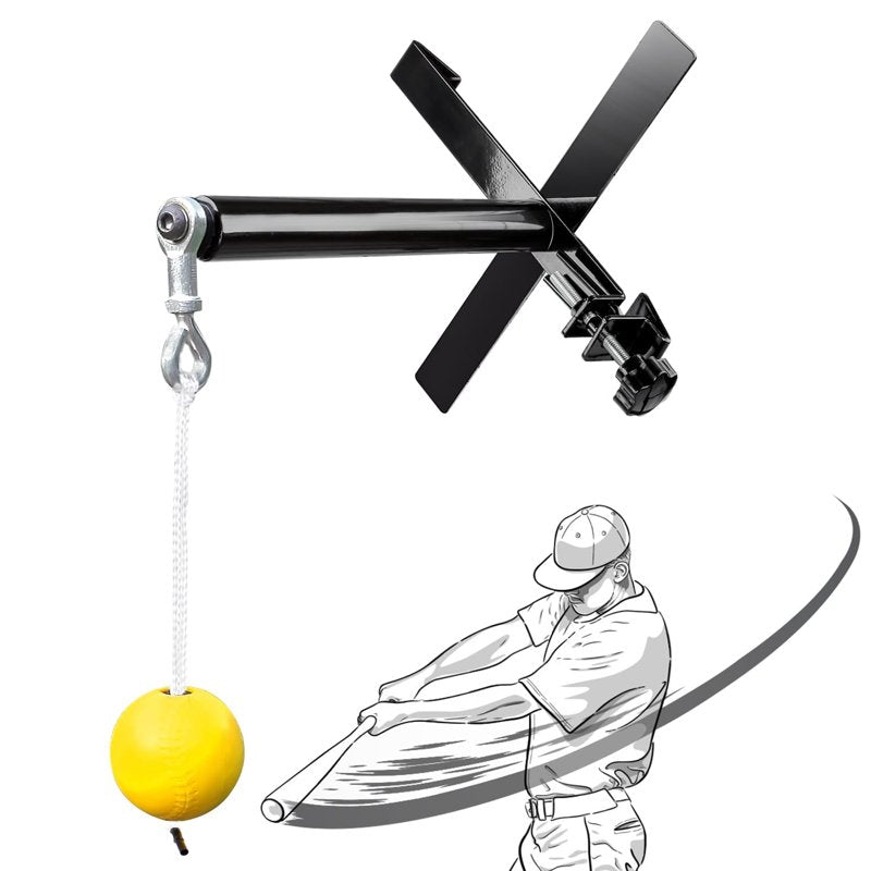 Baseball Swing Trainer with Metal Base and Tethered Ball - Portable Hitting Aid