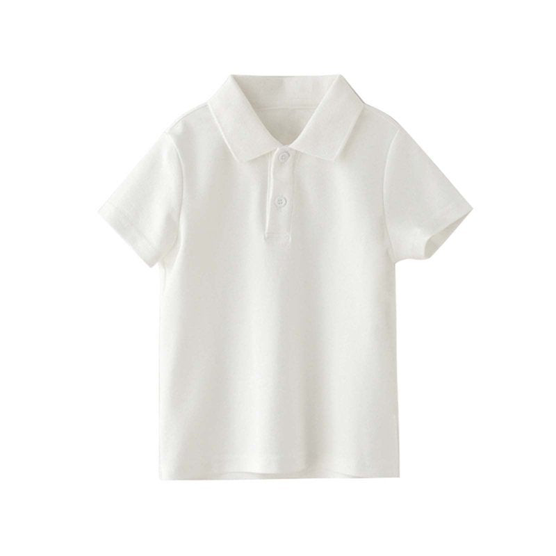 Kids School Uniform Shirts - Short Sleeve Cotton Collared Blouses for Boys & Girls