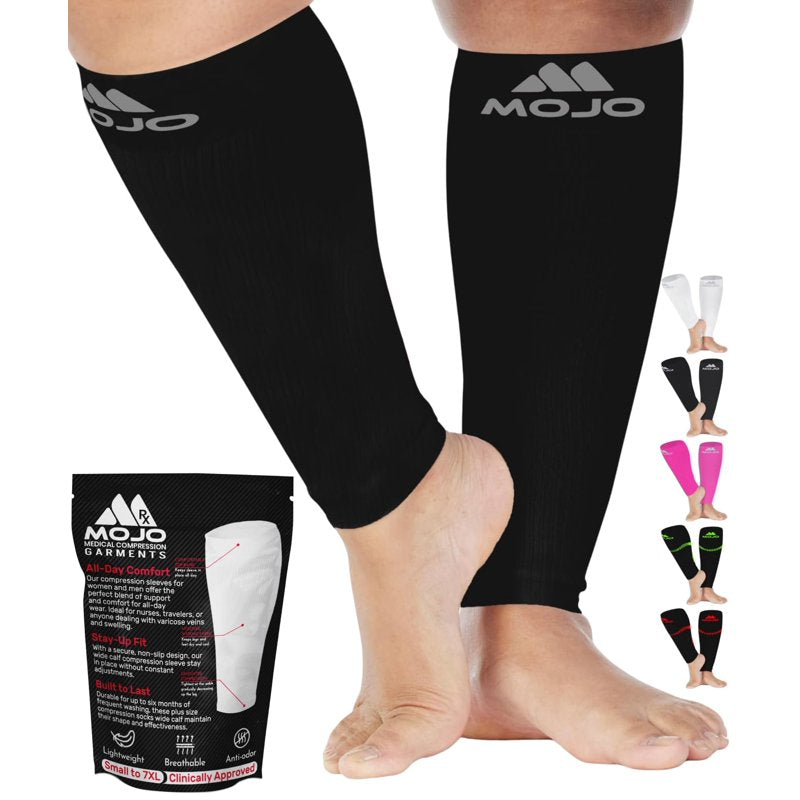 Plus Size Compression Calf Sleeves 20-30mmHg Support for Men & Women