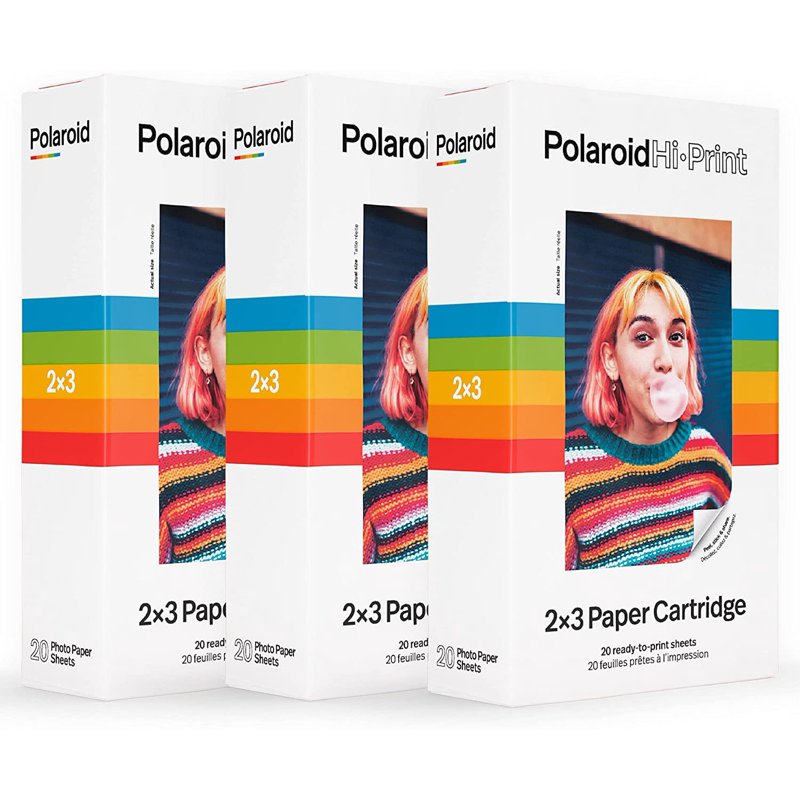 Polaroid Hi-Print Paper Cartridge Pack of 3 - 60 Self-Adhesive 2x3 Prints