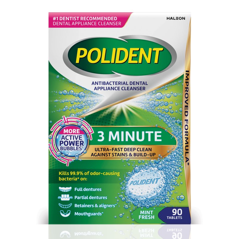 Dental Appliance Cleaner Tablets - Antibacterial, 3-Minute Deep Clean, Multiple Sizes