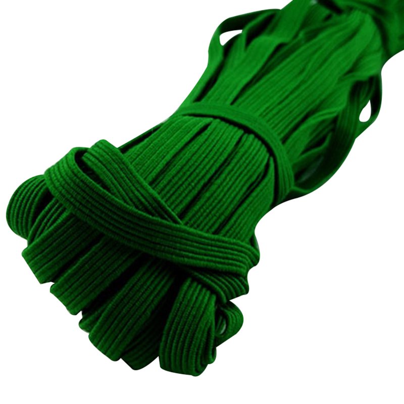 Elastic Rope Band for Sewing Crafts - 33 Yards, 6mm Width, Green & Silver