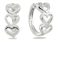 Sterling Silver Open Heart Huggie Hoop Earrings - Small, Polished Finish