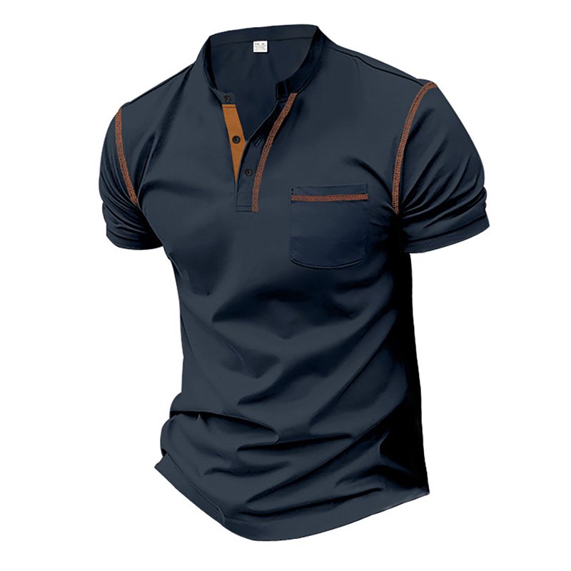 Men's Casual Polo Shirt - Cotton V-Neck Short Sleeve Golf & Sportswear