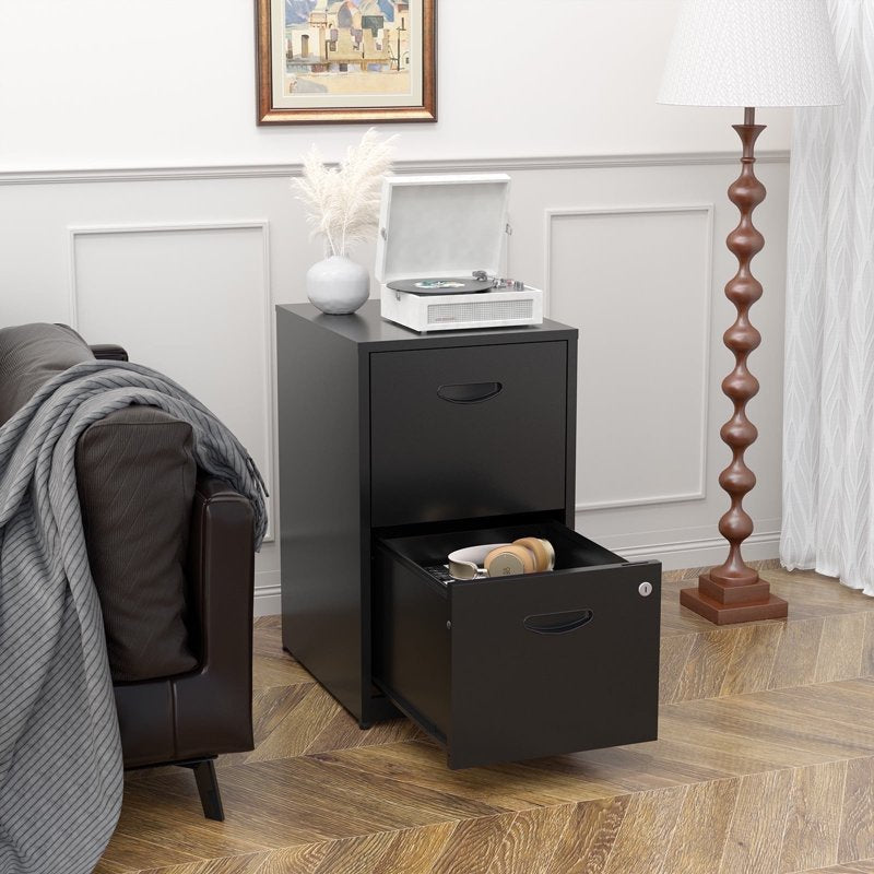 Modern 2-Drawer Locking File Cabinet - Vertical Steel Office Storage