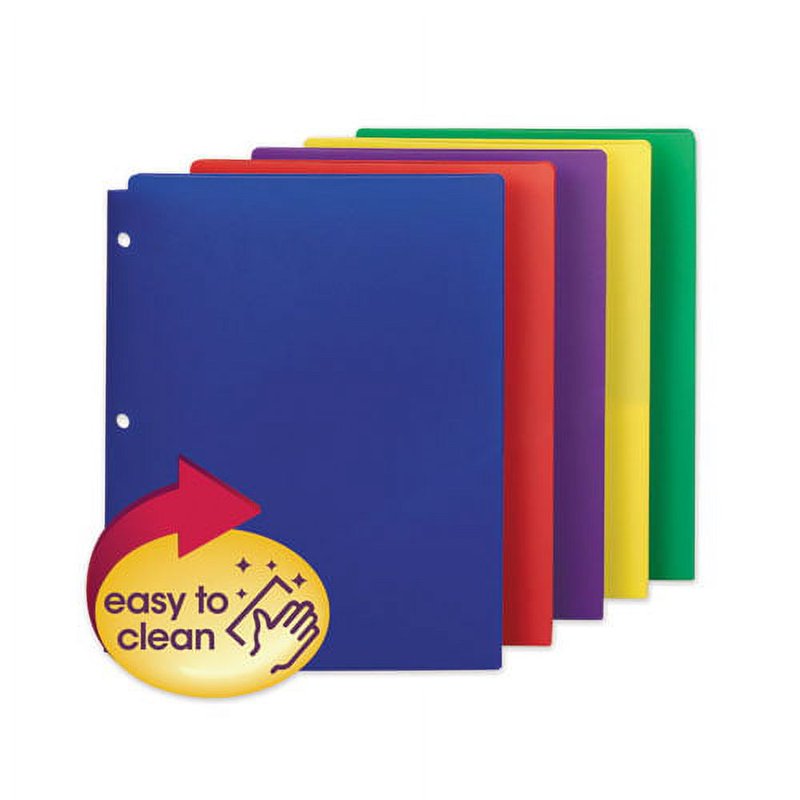 Poly Snap-In Two-Pocket Folder 11 x 8.5 - Assorted Colors, 10 Pack