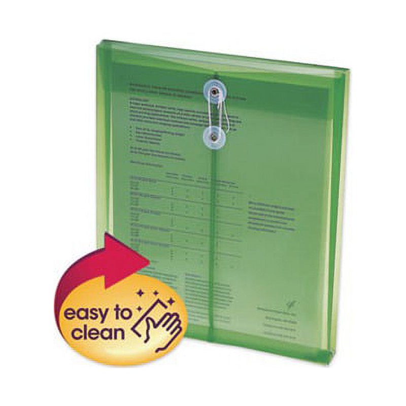 Poly Envelope with String-Tie Closure, Green, 5 Pack - Acid-Free & Water-Resistant Office Storage
