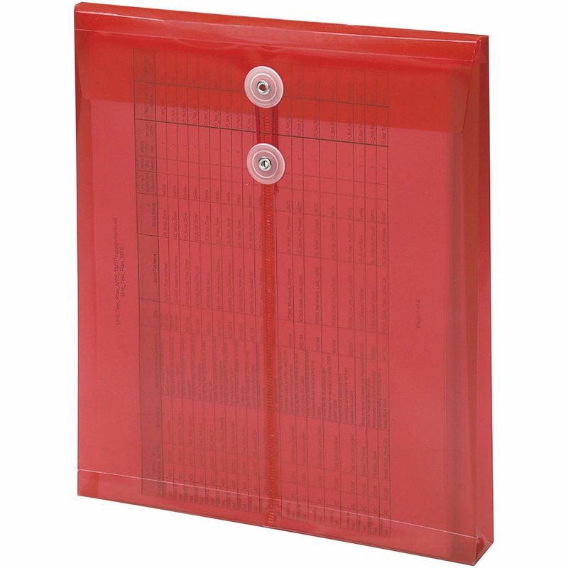 Poly Envelope with String Tie Closure - Red, 5 Pack, 200+ Sheet Capacity