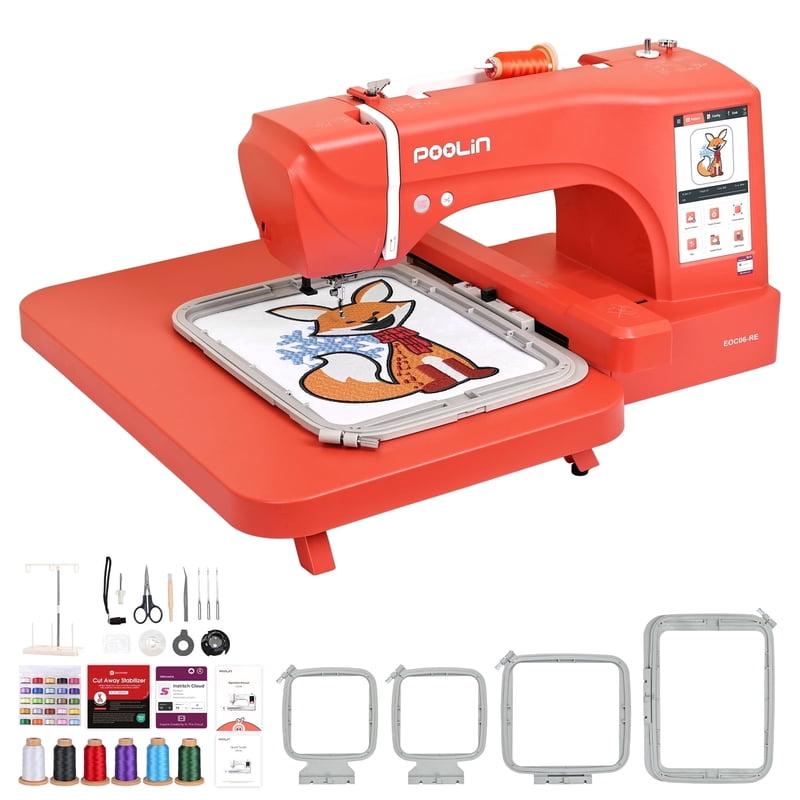 Large Embroidery Machine with 7.9x11 Inch Area, Touchscreen & WiFi for Home & Small Business