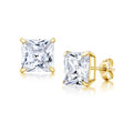 14K Gold Princess-Cut Stud Earrings with Swarovski Crystals - Hypoallergenic Jewelry
