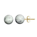 Gold Stud Earrings with White Onyx Ball 6MM in 14K Solid Gold - Hypoallergenic