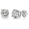 Sterling Silver Stud Earrings with White Topaz Gemstone - Elegant Jewelry