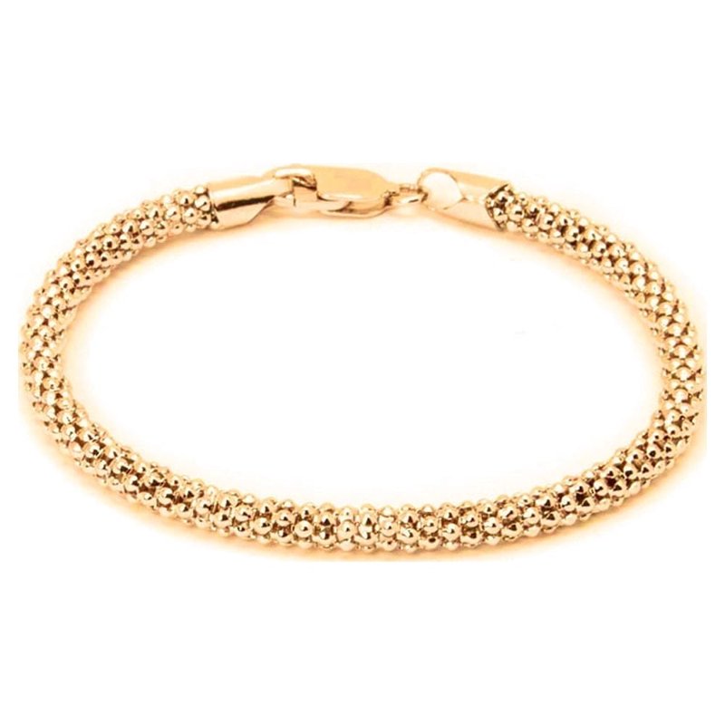 Sterling Silver Gold Plated Popcorn Chain Bracelet for Women - 7.5 Inches