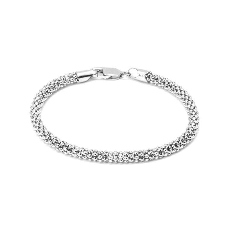 Women's Italian Sterling Silver Popcorn Chain Bracelet 7.5 inch