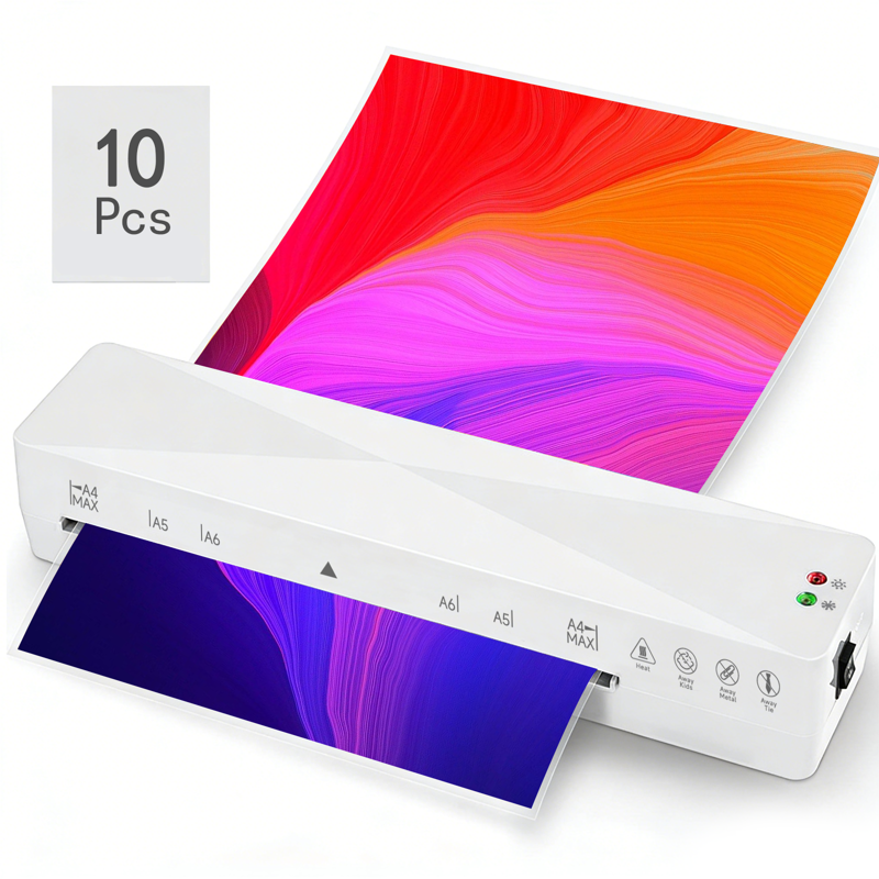 9-Inch Thermal Laminator Machine with 10 Laminating Sheets, White