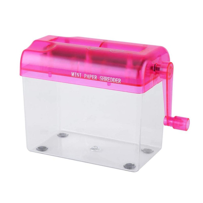 Portable Cross-Cut Paper Shredder for Home and Office, Compact Manual Document Cutter, Security Paper Shredder in Hot Pink