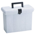 Portable File Box with Handle - Granite, Holds Letter Files, Includes Folders