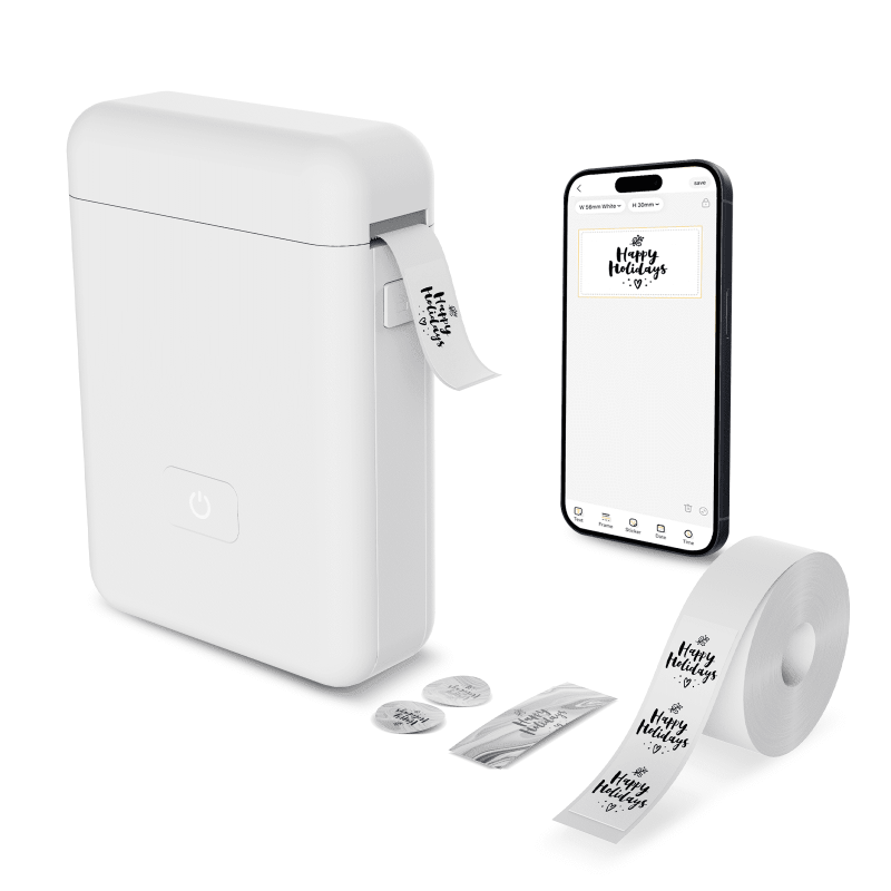 Portable Bluetooth Label Maker Machine with Tape - Compact Thermal Printer for Home Office Storage