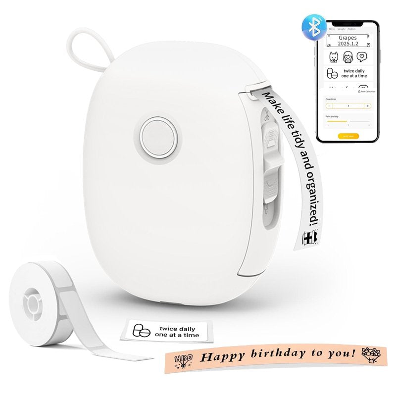 Portable Bluetooth Label Maker Printer for Home Office Inkless Stickers
