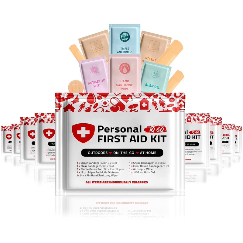 Travel First Aid Kit 10 Pack Compact Emergency Medical Supplies for Home Car & Outdoors