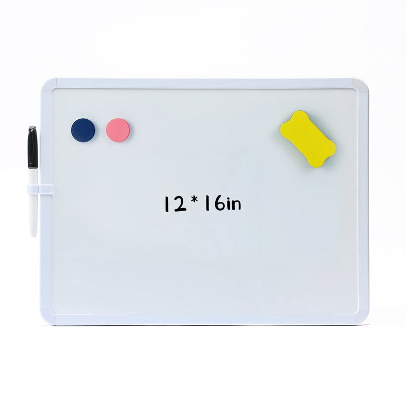 Double-Sided Dry Erase Whiteboard 12x16 Inch with Accessories - Portable & Reusable