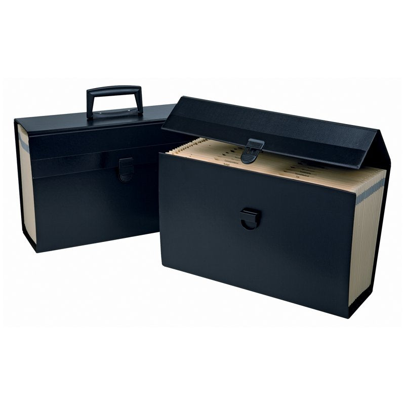 Expanding Paper Organizer with 19 Pockets for Documents, Black or Burgundy