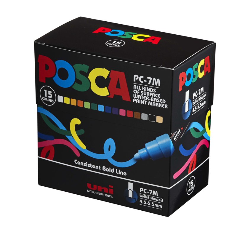 Posca PC-7M Broad Bullet Marker Set - 15 Water- Paint Markers
