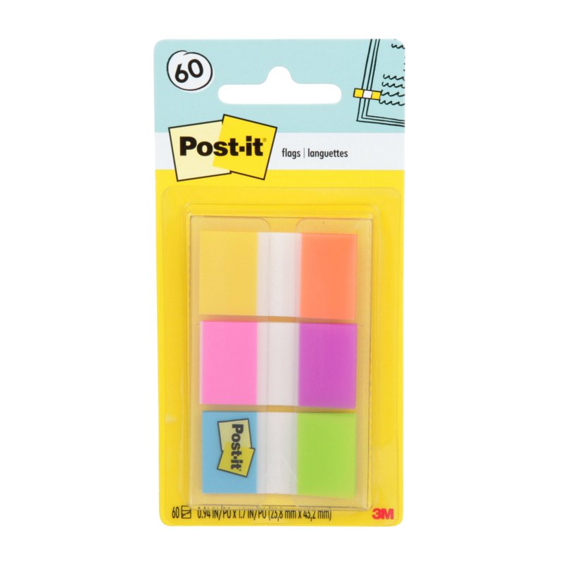 Post-it Flags Assorted Colors - 0.5 Inch Wide Reusable Marking Flags
