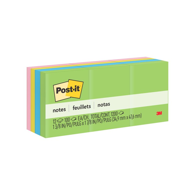 Post-it Floral Fantasy Sticky Notes Set 1 3/8 x 1 7/8 Inches 12 Pads