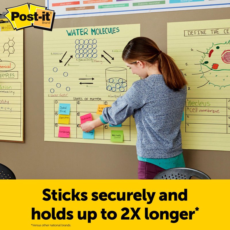 Post-it Super Sticky Easel Pad 25x30 Inches Yellow with Blue Lines - 30 Sheets