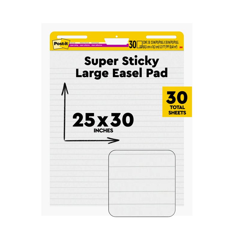 Post-it Super Sticky Easel Pad White 25x30 Inches Lined 1 Pad