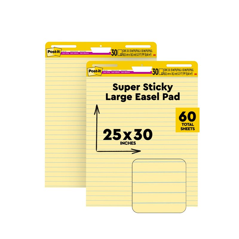Self-Stick Easel Pads for Presentations and Brainstorming - 25 x 30 Inches, 2 Pack