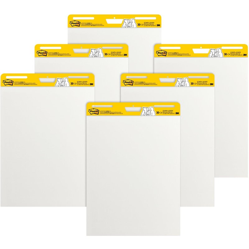 Post-it Super Sticky Easel Pads - 25x30 Inches, White, Pack of 6