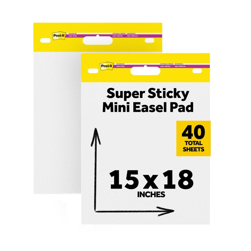 Post-it Super Sticky Mini Easel Pad Flip Chart 15x18 Inches, White, 2 Pads